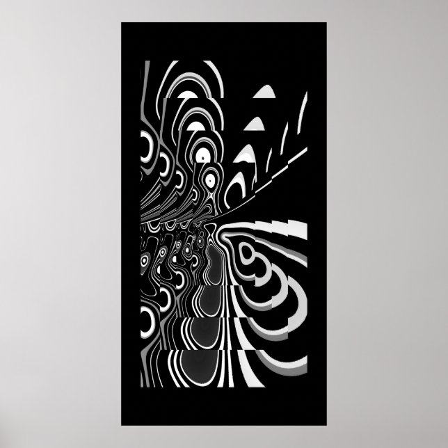 Abstract Art Poster Ultra Modern Black White Grey (Front)