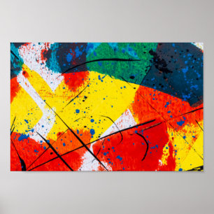 Abstract art poster - yellow, blue, orange