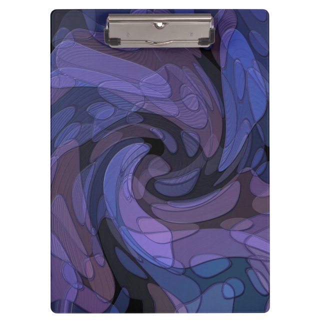 Abstract Art Purple and Black Clipboard (Front)