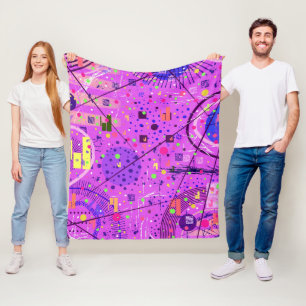 Abstract Art: Purple Glitch Fleece Blanket