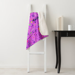 Abstract Art: Purple Glitch Sherpa Blanket