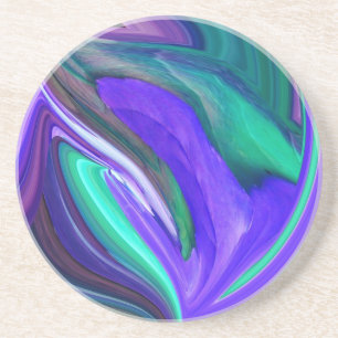 Abstract Art Purple N Teal Leaf Coaster