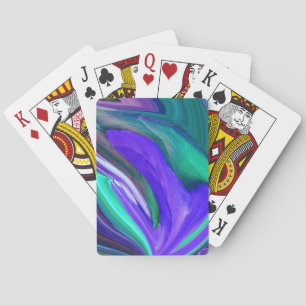 Abstract Art Purple N Teal Leaf Playing Cards