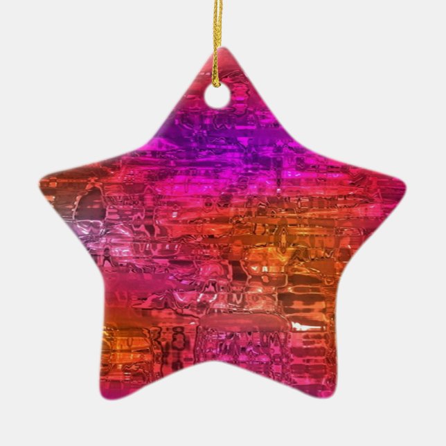 Abstract Art, Purple Orange Pink Ceramic Tree Decoration (Front)