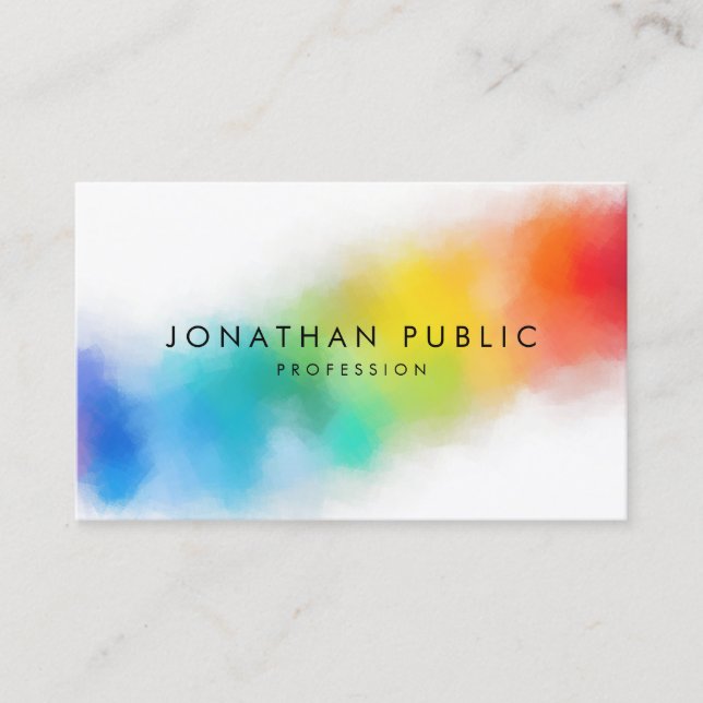 Abstract Art Rainbow Colours Modern Colourful Business Card (Front)