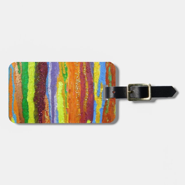 Abstract Art rainbow stripes paint drip Luggage Tag (Front Horizontal)