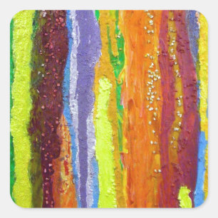 Abstract Art rainbow stripes paint drip Square Sticker