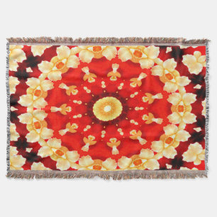 Abstract-Art-Red And Yellow Concentric Design Throw Blanket