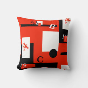 Abstract Art Red Black White Cushion Throw Pillow