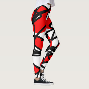 Abstract Art Red Black White Minimalism Leggings