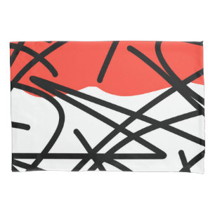 Abstract Art Red Black White Minimalism Pillowcase