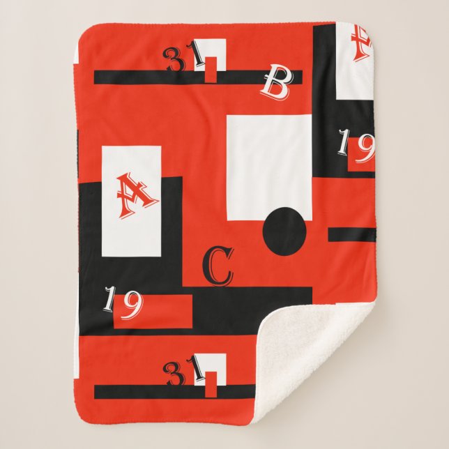 Abstract Art Red Black White Throw Blanket (Front)