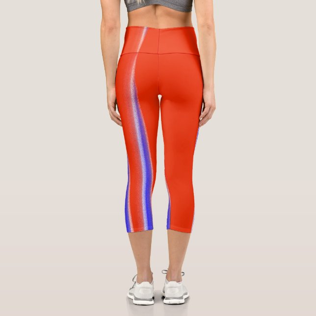 Abstract Art Red Blue White Minimalism Capri Leggings (Back)