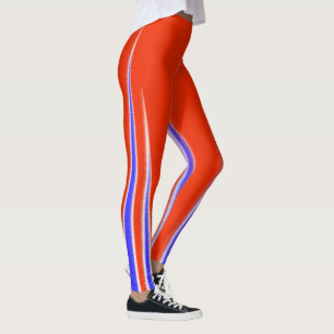 Abstract Art Red Blue White Minimalism Leggings