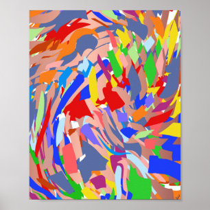 Abstract Art Red Blue Yellow Rose Gold Poster