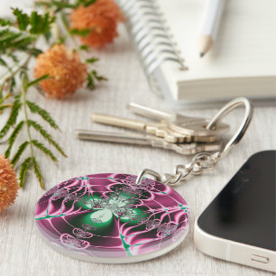 Abstract Art Red Flower Key Ring