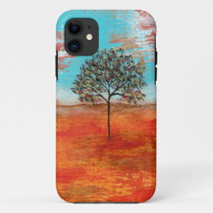 Abstract Art Red Landscape Tree Original Painting iPhone 11 Case
