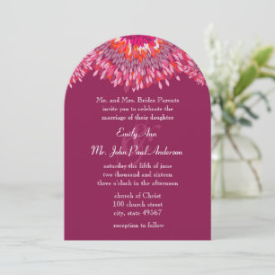 Abstract Art Red Raspberry Pink Floral Wedding Invitation