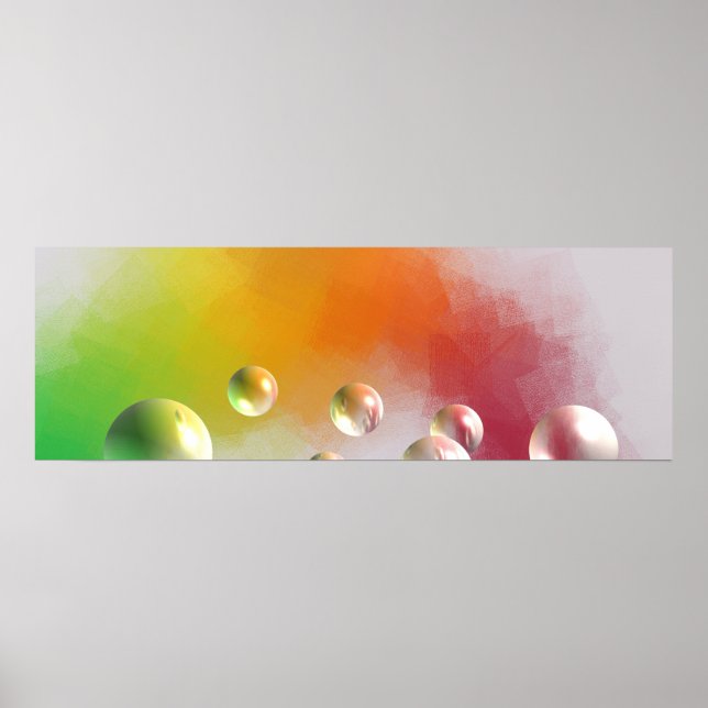 Abstract Art Red Yellow Blue Green Pink Purple Poster (Front)