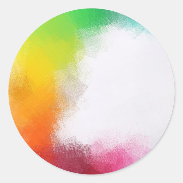 Abstract Art Red Yellow Orange Blue Green Pink Classic Round Sticker (Front)
