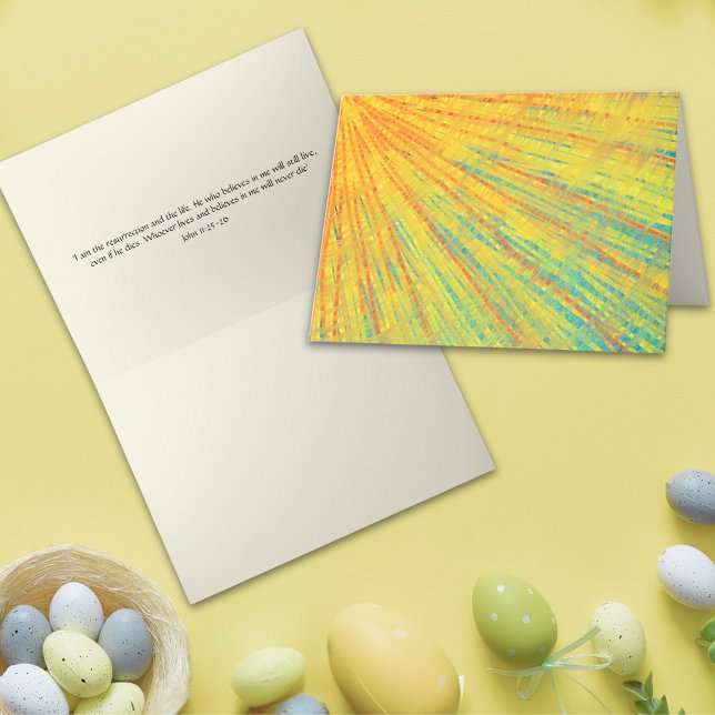 Abstract Art Resurrection Glory Easter Bible Verse Card (Modern Easter Resurrection Abstract Christian Art Bible Quote folded holiday greetings card)