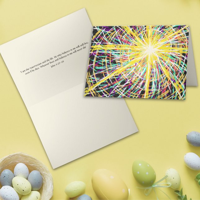 Abstract Art Resurrection Glory Easter Bible Verse Holiday Card (Easter Resurrection Glory Modern Christian Abstract Art folded Holiday greeting card)