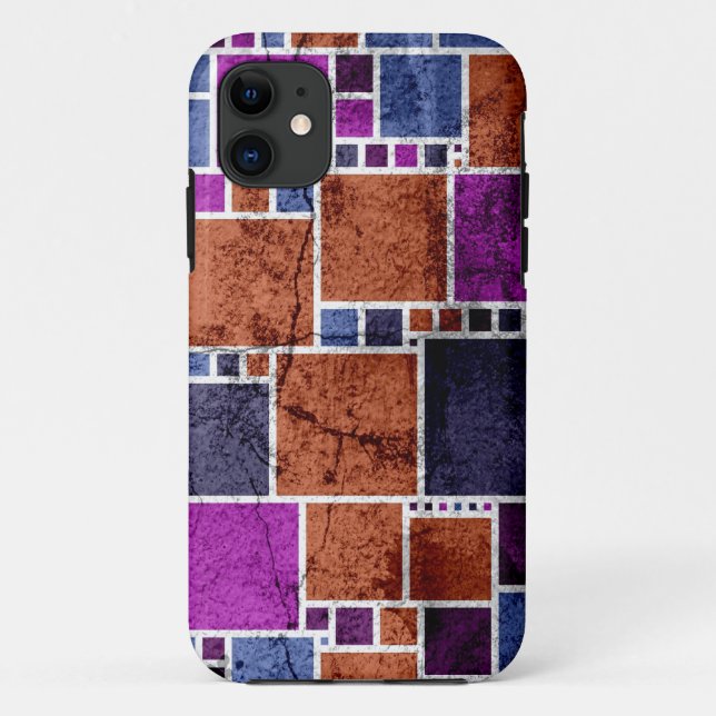 Abstract Art | Retro Squares Cracked Wall Case-Mate iPhone Case (Back)