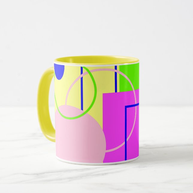 Abstract Art Retro Style Bright Mug Cup (Front Left)