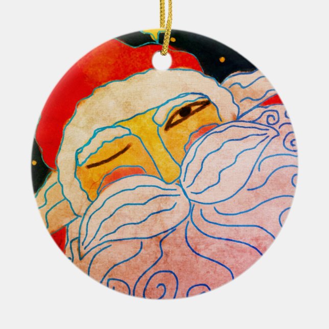 Abstract Art Santa Claus Ceramic Tree Decoration (Front)