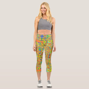 Abstract art sari desig capri leggings
