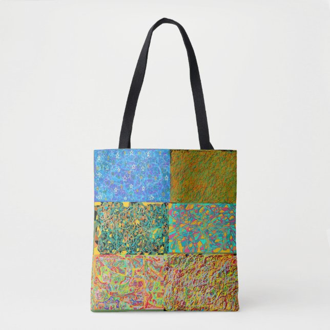 abstract art sari like patchwork tote bag (Front)