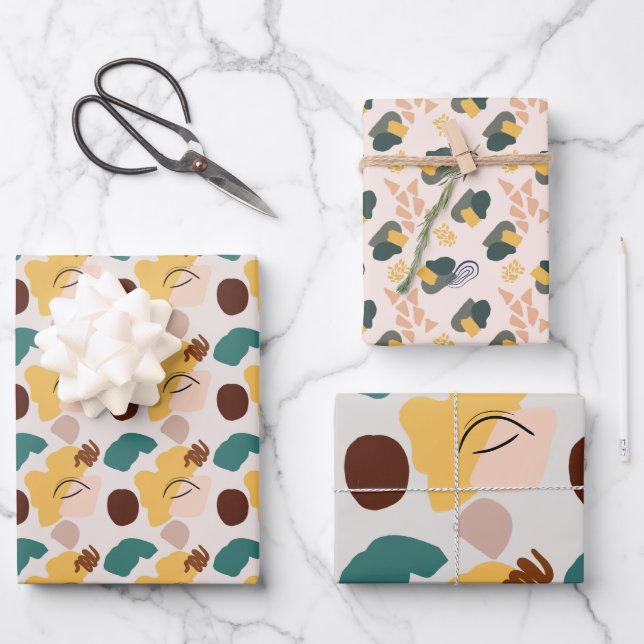 Abstract Art Shades of Brown Wrapping Paper Sheets (Front)