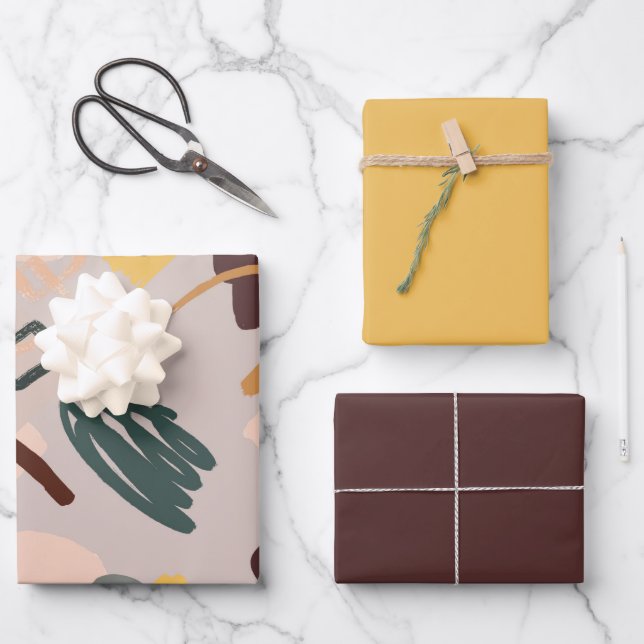 Abstract Art Shades of Brown Wrapping Paper Sheets (Front)