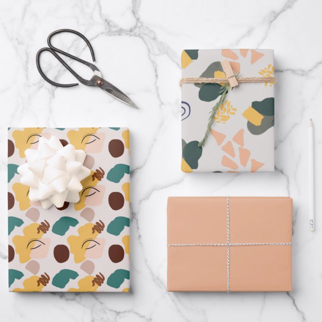 Abstract Art Shades of Brown Wrapping Paper Sheets (Front)