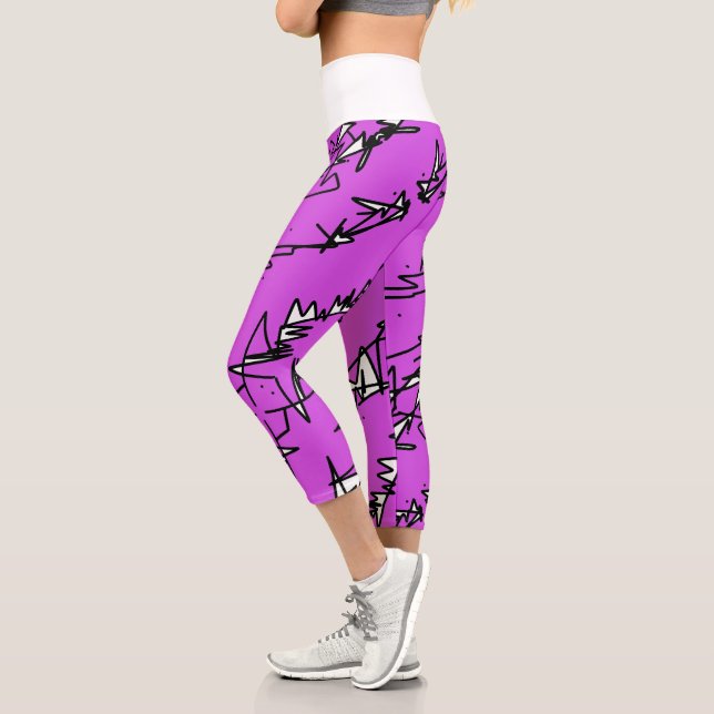 Abstract Art Sketch Lines Curves Leggings (Left)