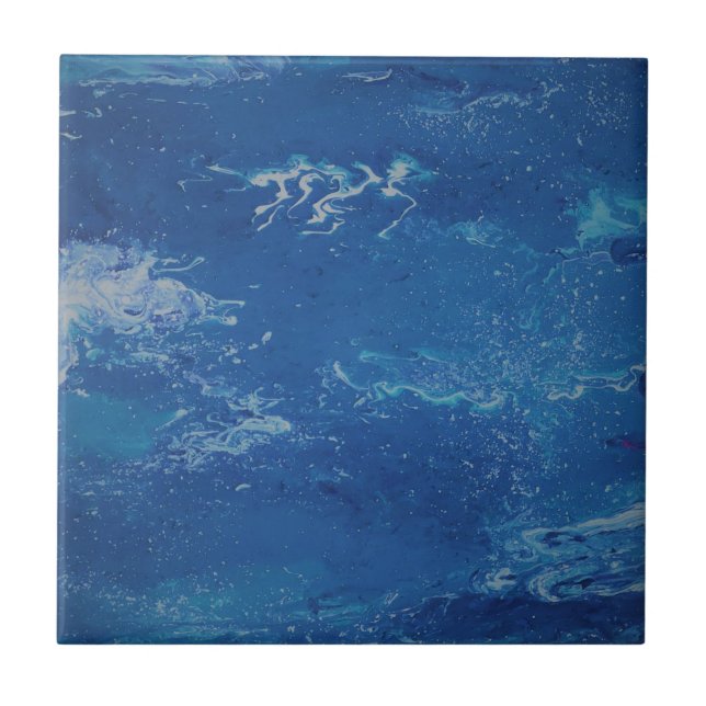 Abstract Art Sky Blue Sea Tile (Front)