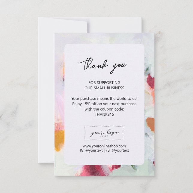 Abstract Art Small Business Company Logo Branding Thank You Card (Front)