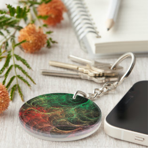 Abstract Art Space Fire Key Ring
