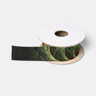Abstract Art Space Fire Satin Ribbon