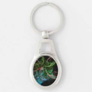 Abstract Art Space Flowers Key Ring