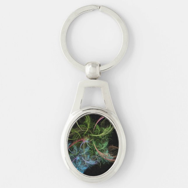 Abstract Art Space Flowers Key Ring (Front)