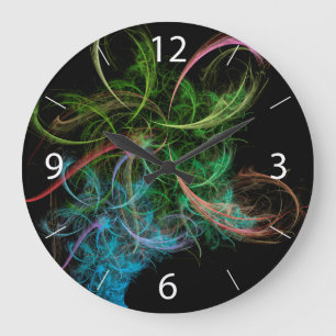 Abstract Art Space Flowers Large Clock