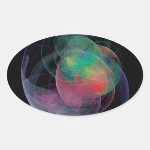Abstract Art Space Shell Oval Sticker