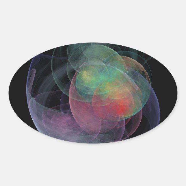 Abstract Art Space Shell Oval Sticker (Front)