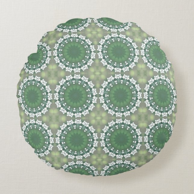 Abstract Art Spring Floral Modern Pattern Green Round Cushion (Front)