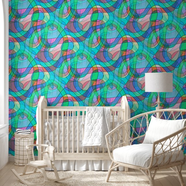 Abstract Art - Squiggly Loops Seamless Pattern 14 Wallpaper (Kids)