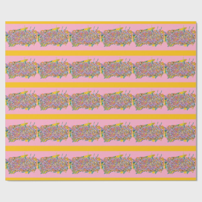 abstract art stripes on pink wrapping paper (Flat)