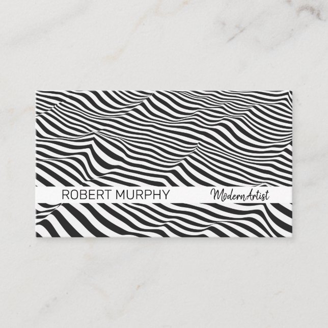Abstract Art | Stripes Wave Business Card (Front)