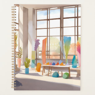 Abstract Art Studio   Bright Airy Watercolor Planner