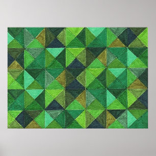 Abstract Art Study Green Diamonds Poster Print